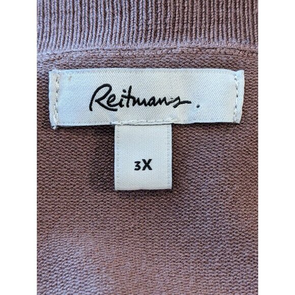 Womens Knit Sweater Plus 3X Mocha Mousse Brown V Neck Boho Sheer Balloon Sleeves - Picture 5 of 7